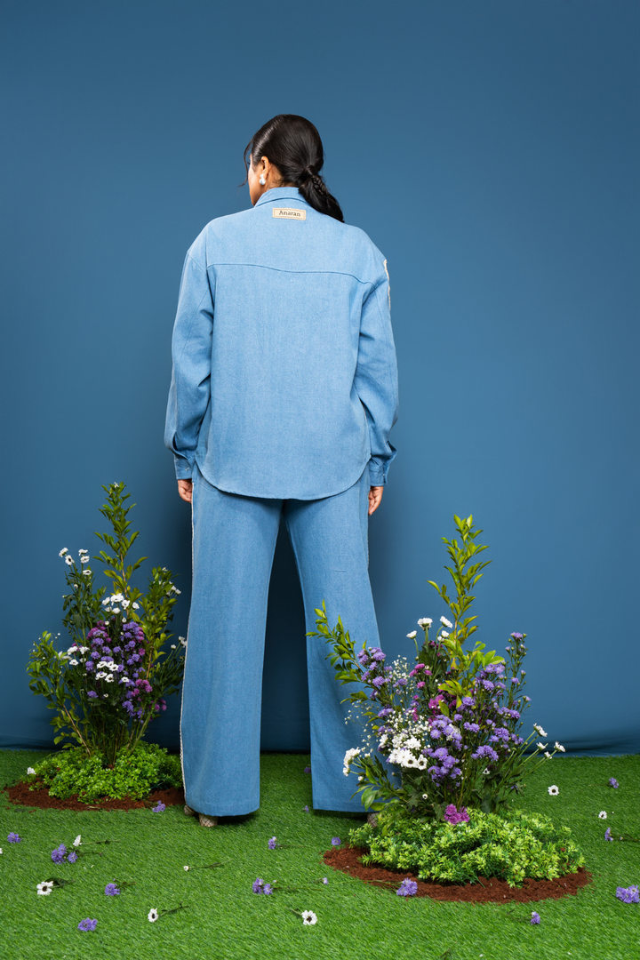 Denim lace pant